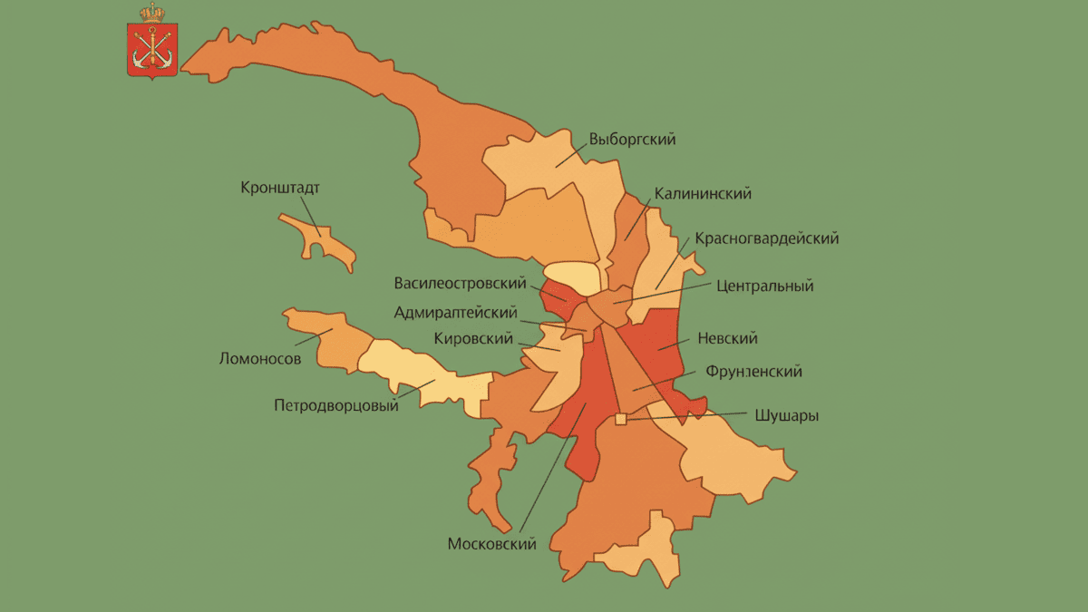Районы СПб рейтинг на карте